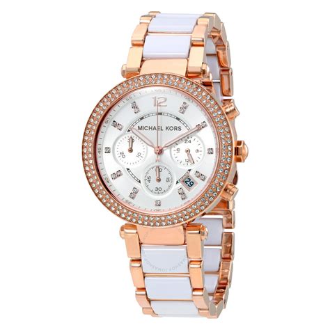 michael kors white ceramic parker watch|michael kors parker chronograph watch.